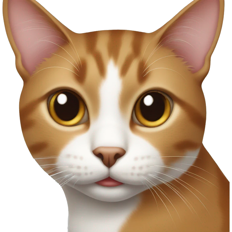 Brown and white cat with spot on lip emoji