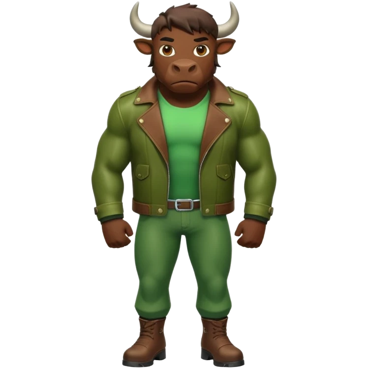Big green bull full body with brown jacket emoji