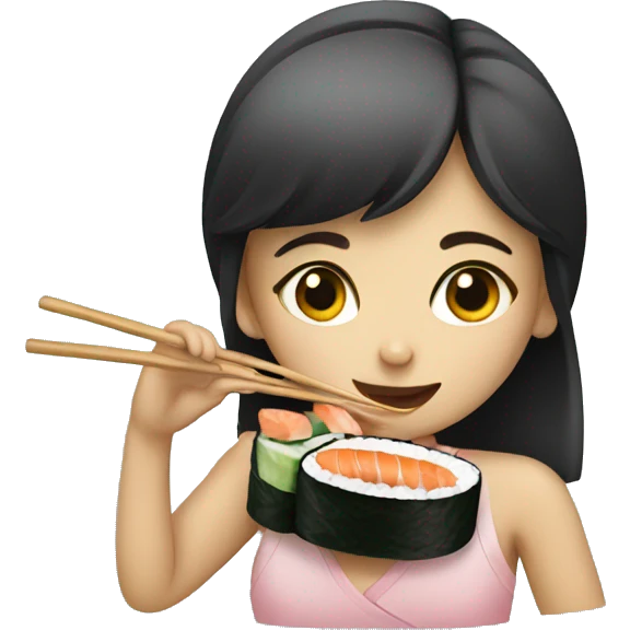 Girl eating sushi emoji