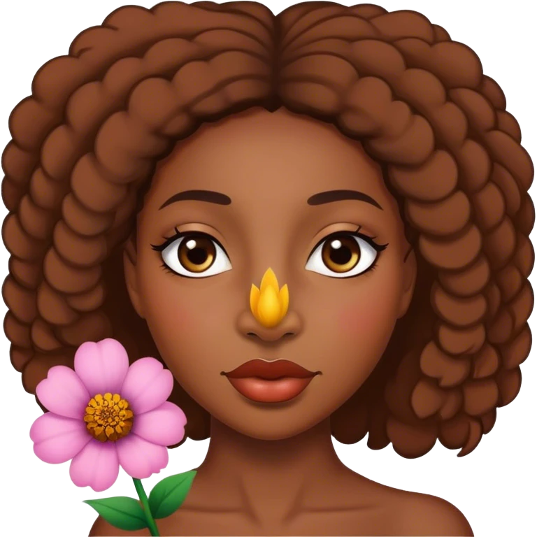 black woman with a flower for a nose emoji