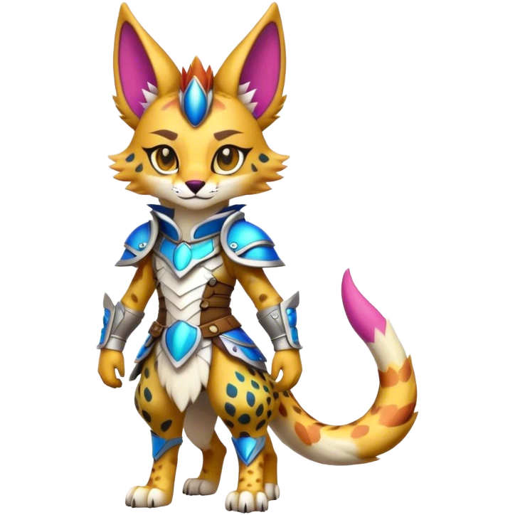 Cute Kawaii Epic Colorful Sergal-Serval-Vernid full body emoji
