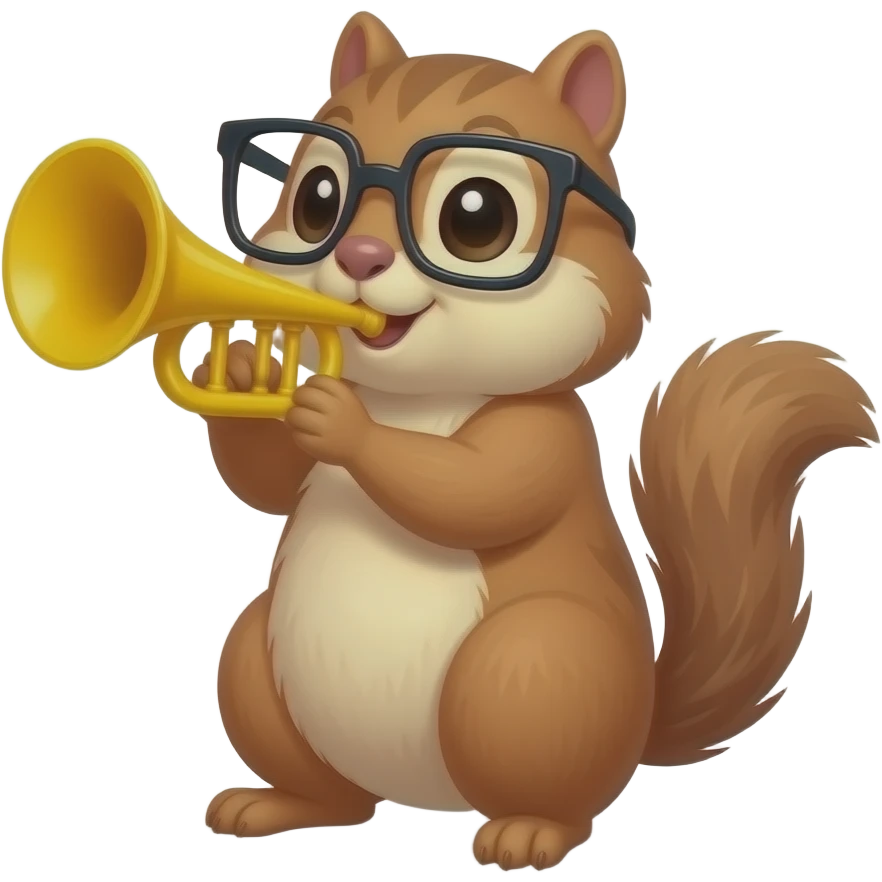 A cute Richardson ground squirrel with square Glasses blowing on a party horn with confetti all around emoji