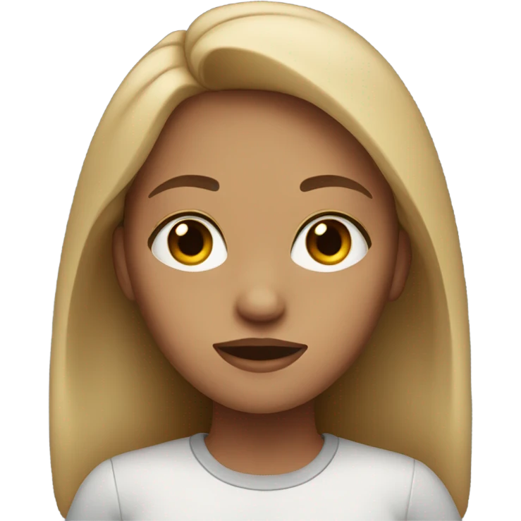 Dark blonde girl with very big brown eyes emoji