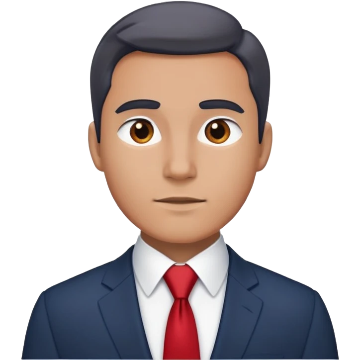 man wearing a dark blue-gray business suit with a white shirt and a red tie emoji