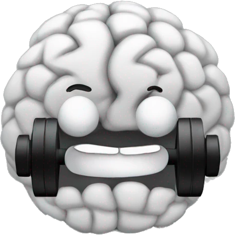 A black dumbbell with a brain on either side instead of weights emoji
