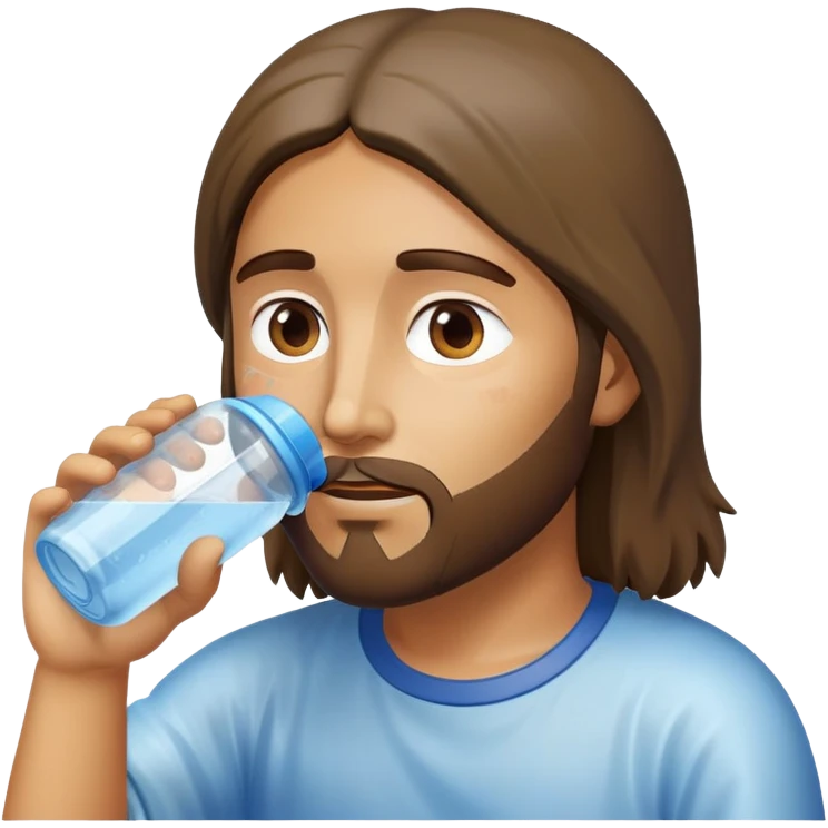Jesus drinking from a plastic water bottle emoji