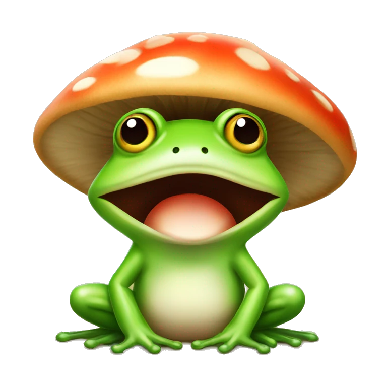 Cute frog with mushroom hat emoji