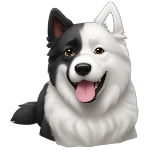 samoyed and BLACK-french buldog playing emoji