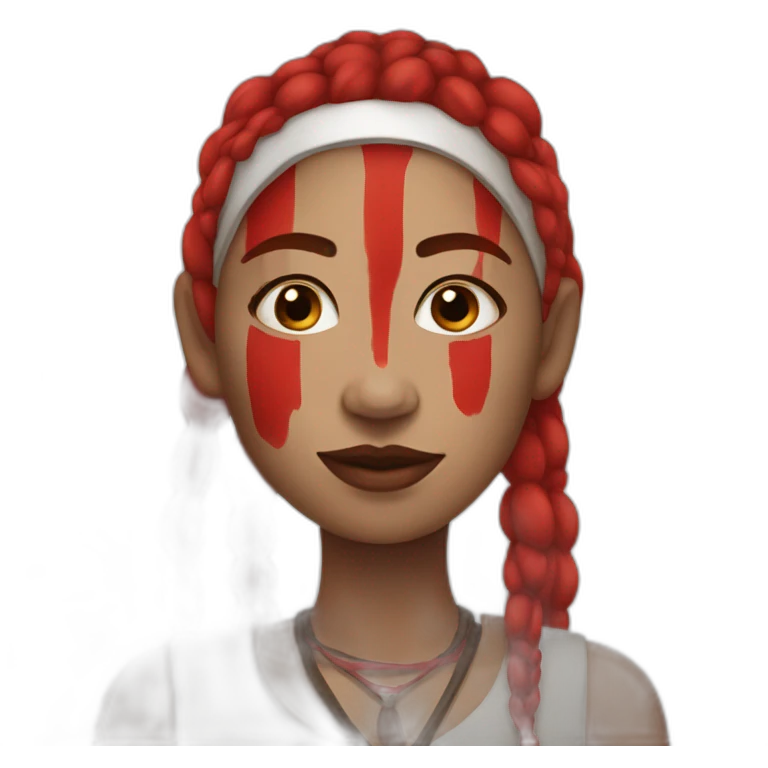 white tribe woman with red paint emoji