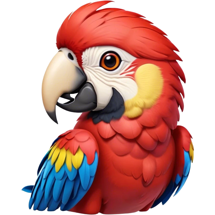 Cinematic Realistic Comical Macaw Portrait Emoji, Head tilted dramatically with an exaggeratedly amused expression, featuring a striking array of vividly detailed scarlet and blue feathers with bold natural accents and wide, expressive eyes full of playful disbelief, rendered with lifelike texture and vibrant hues, high shine, dramatic yet playful, styled with an air of cheeky avian mischief, soft glowing outline, capturing the essence of a spirited and over‐the‐top macaw that looks ready to flap its way into viral fame! emoji