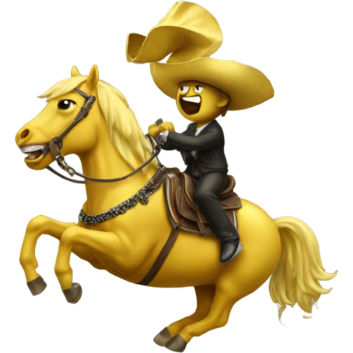 A banana riding a horse crying gold emoji
