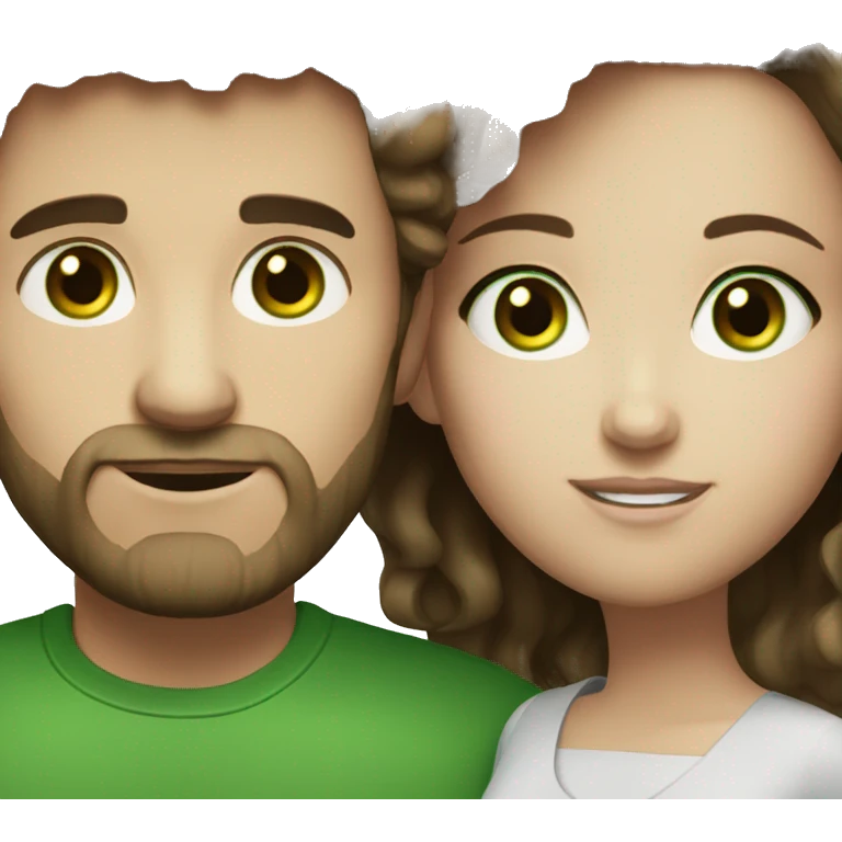White couple dark brown hair green eyes emoji