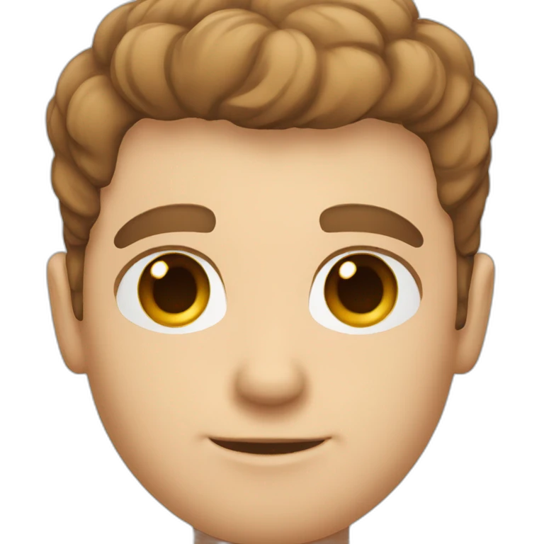 cute white man round face with brown fade haircut brown eyes emoji