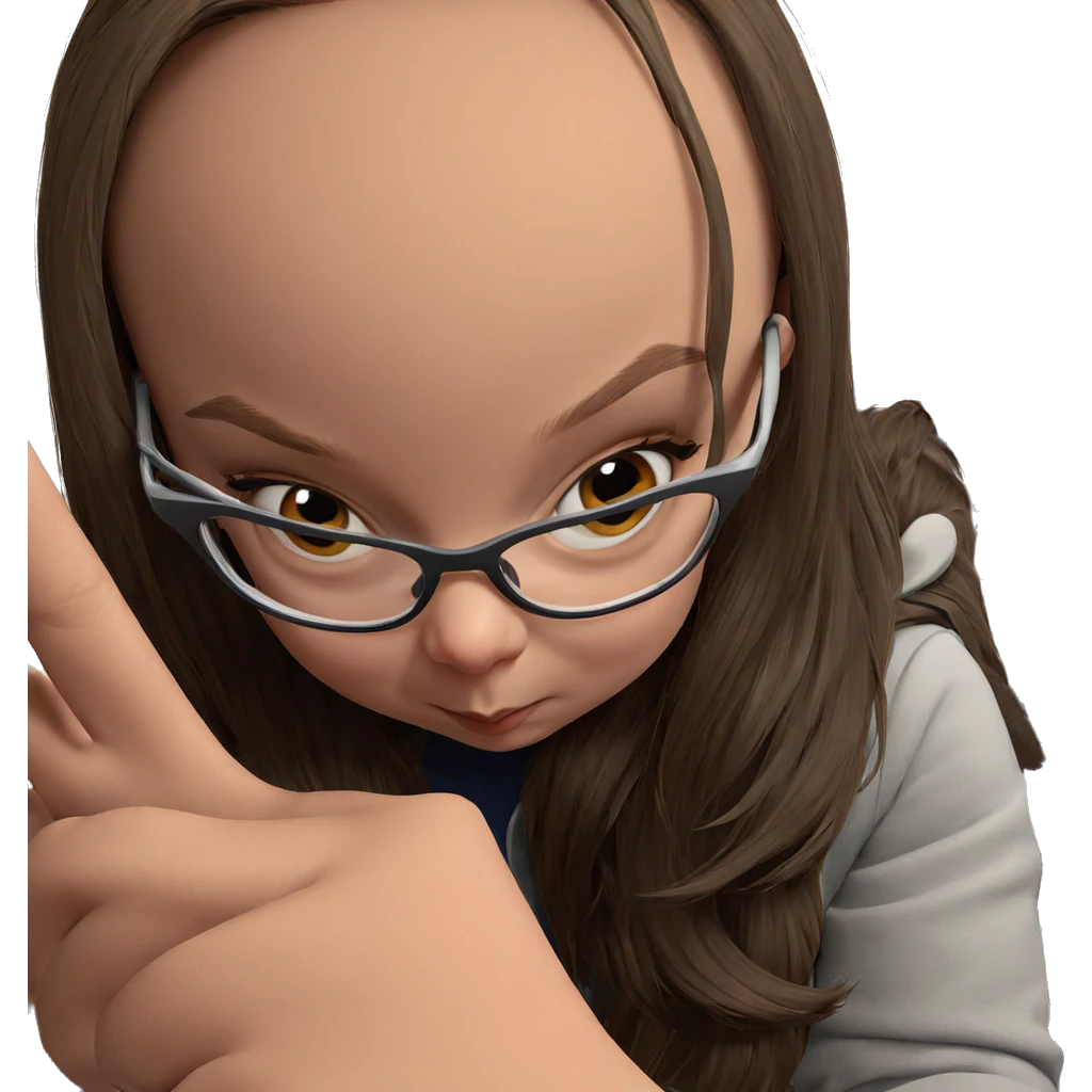 girl with brown hair glasses emoji