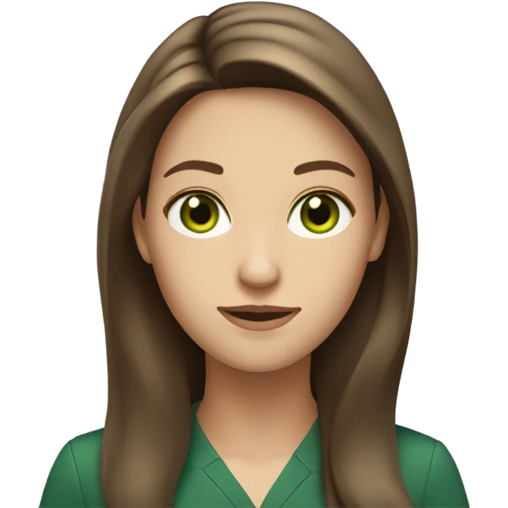 Female professional long brown hair green eyes emoji