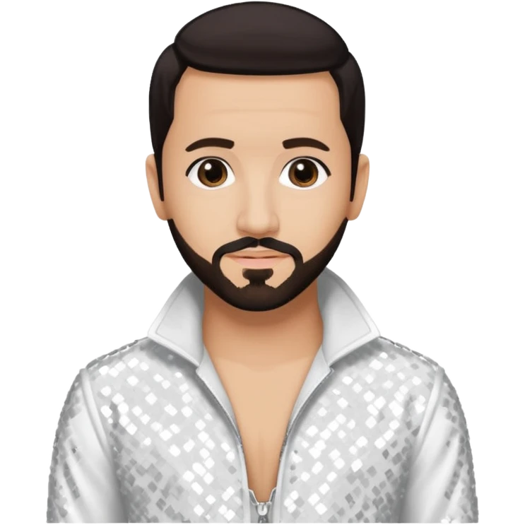 AJ McLean from Backstreet Boys with dark brown hair, white sequin outfit emoji