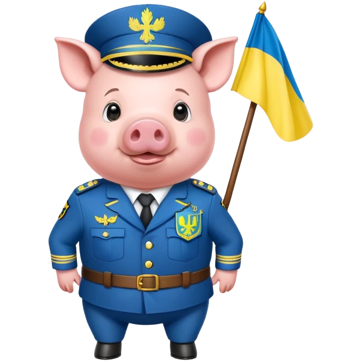 Свинья в форме с украинским флагом  emoji