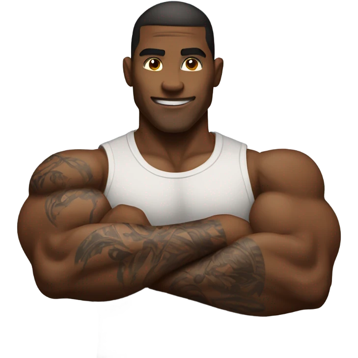 Flexing brown arm with tattoos emoji