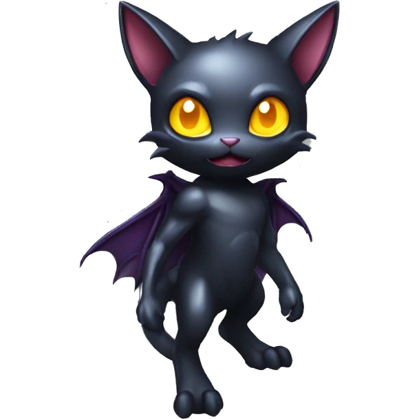 Shiny Dark-type-Poison-type-Fakémon-Bat-Cat full body emoji