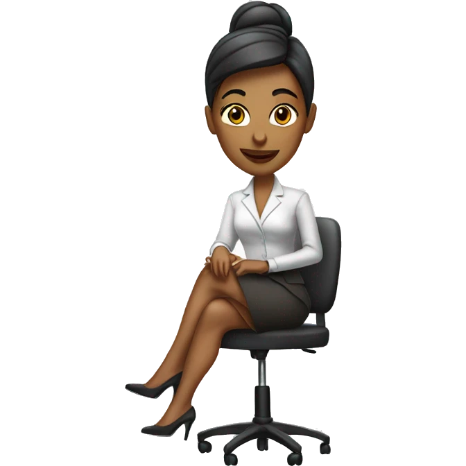 Business woman with short skirt and high heels sitting on chair emoji