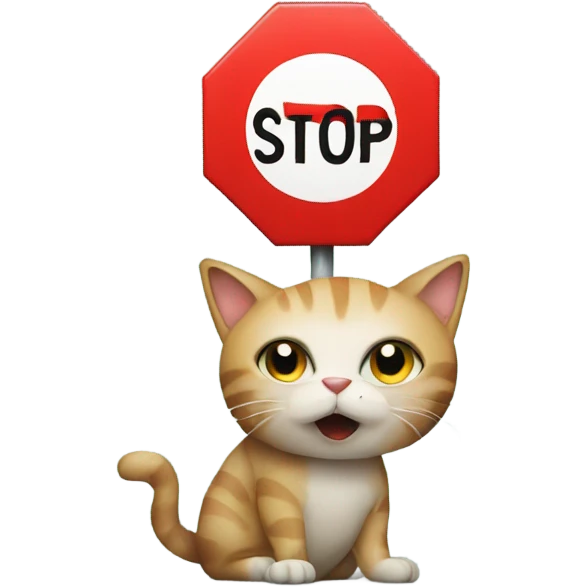 Cat with a stop sign emoji