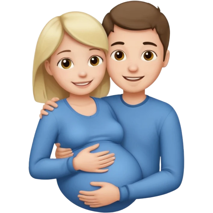 Make a pregnant boy being hugged by a girl emoji