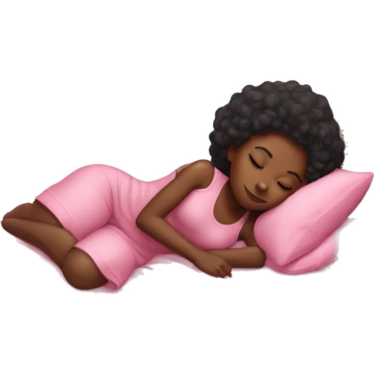black girl sleeping on a pink bed emoji