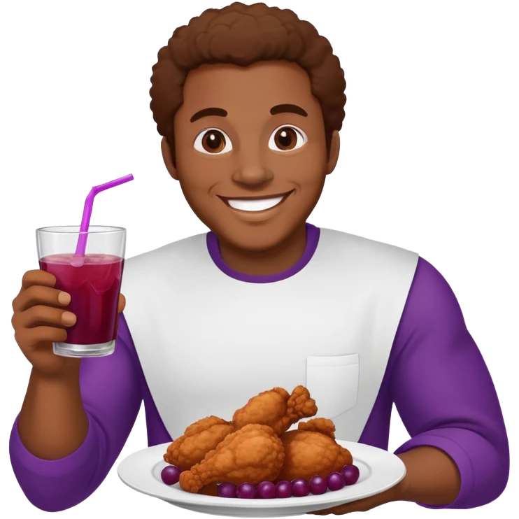 Black guy with fried chicken and grape ￼ kool-Aid emoji