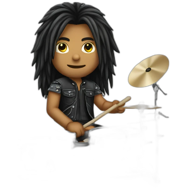 Metal drummer long hair emoji