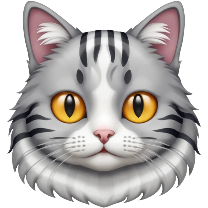 gato con rayas blancas y grises, distintos tonos  emoji