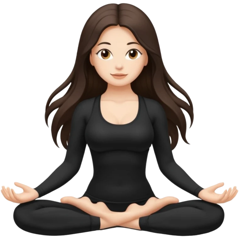 brunette super long hair yoga girl black clothes clothes buxom  emoji