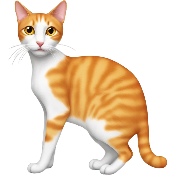 skinny orange and white cat with lip deformaty emoji