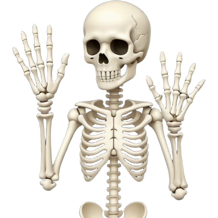 Skeleton doing left and right hand path hand symbols emoji