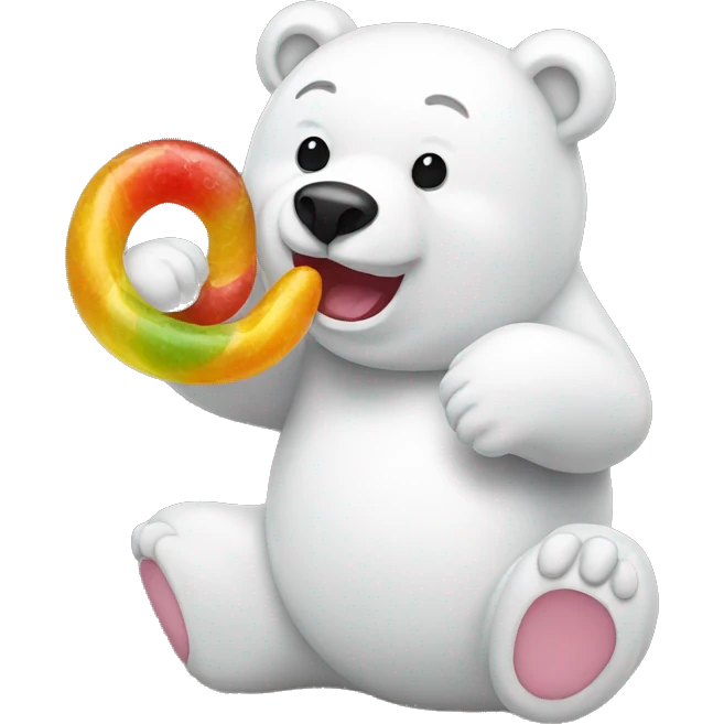 white bear eats gummy worms emoji