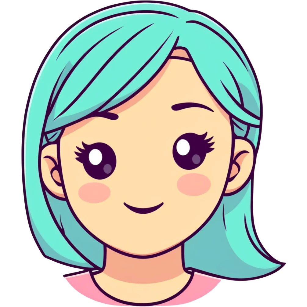 cute girl face in pastel colors, cartoonish emoji