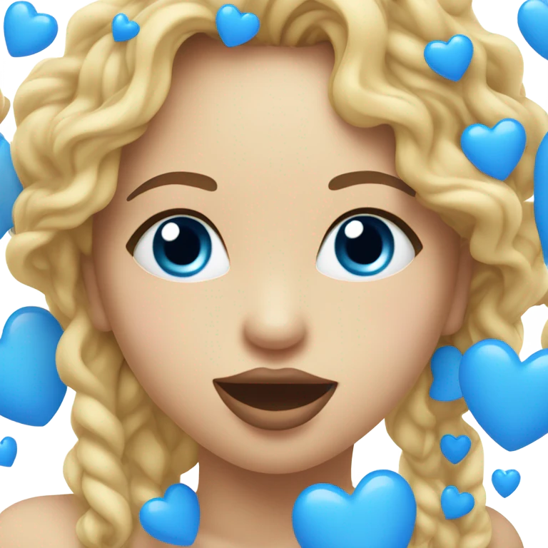 Kissing face with blue hearts emoji