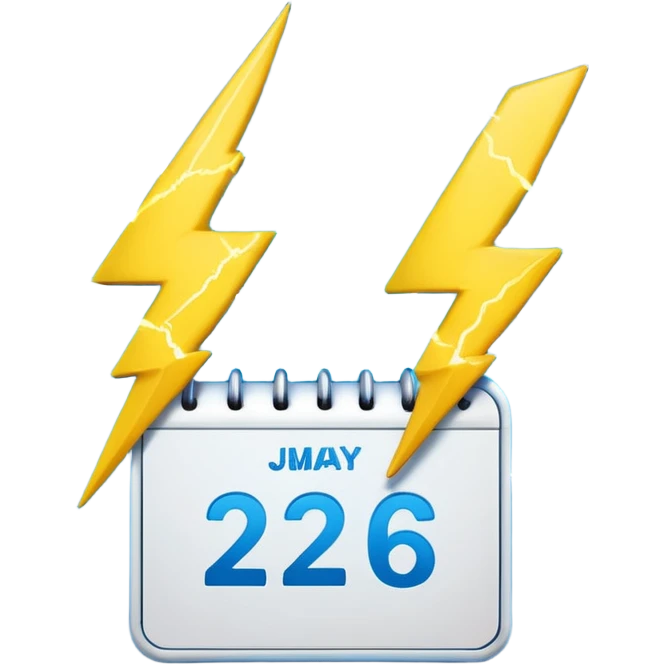 Calendar with two clashing lightning bolts emoji