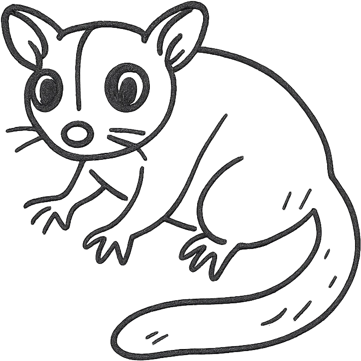 sugar glider in black outline hand drawn style emoji