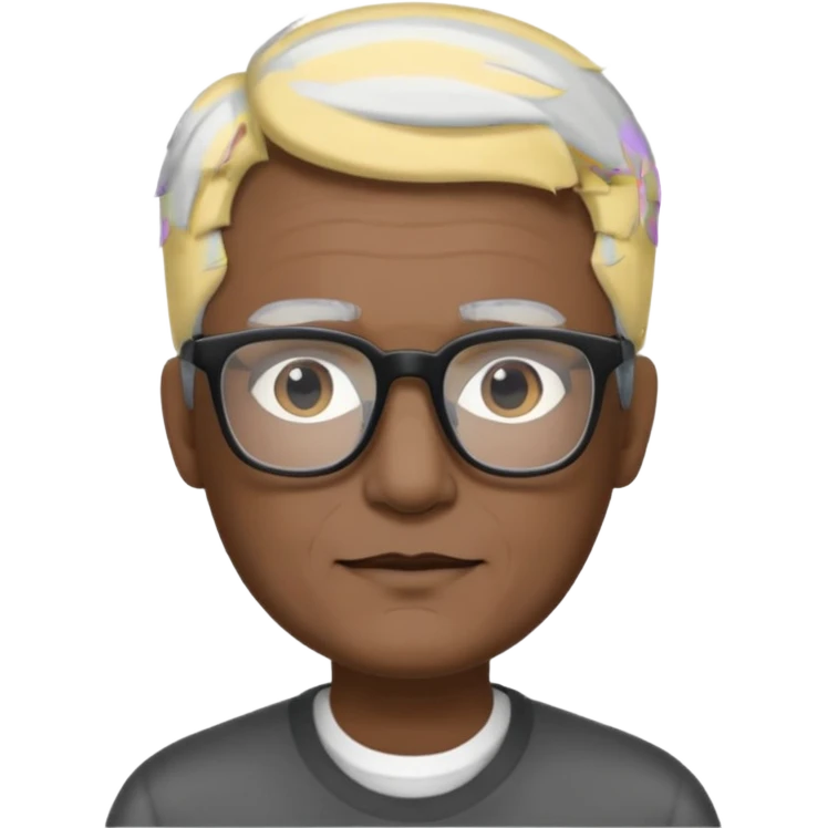 padre con gafas rectangulares poco pello y color blanco y negro sin arujas emoji