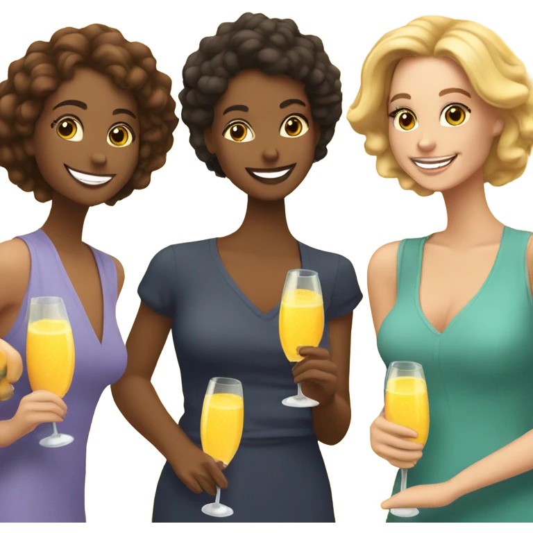 Three pretty girls drinking mimosas  emoji