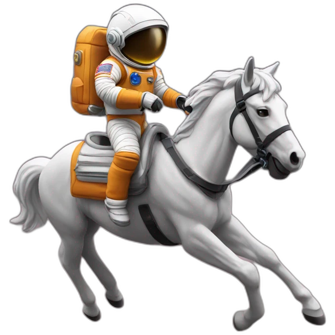 Astronaut with helmet shut riding a wild horse emoji