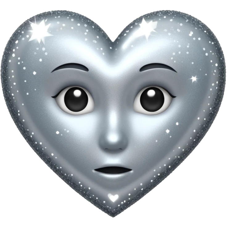 glitter heart with silver sparkles emoji