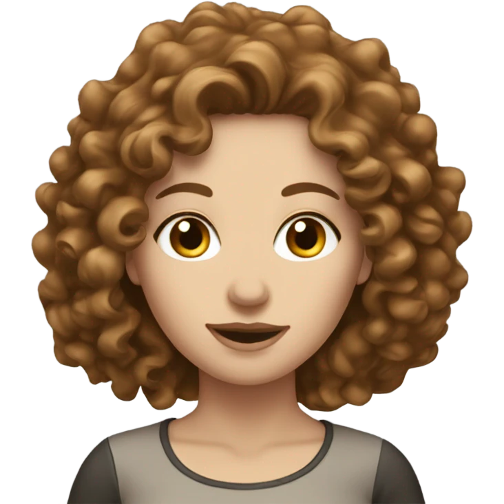 gorgeous white woman with long brown curly hair emoji