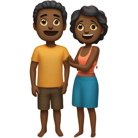 Una pareja besándose en la playa con un atardecer  emoji