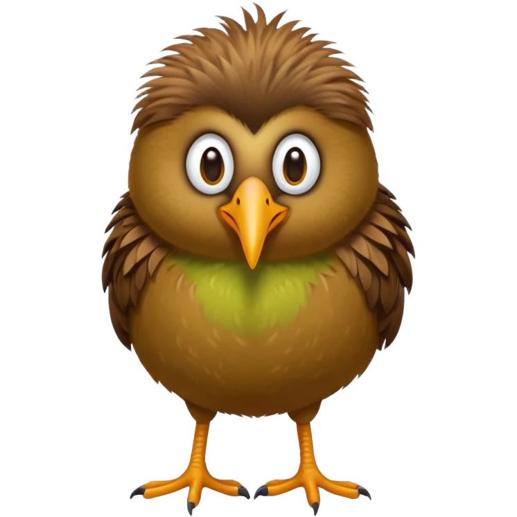 Kiwi bird on two feet longer beak qnd more round emoji