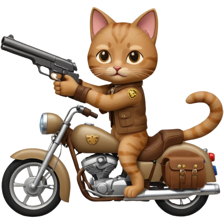 Cat on a mother cycle shooting a gun in the air emoji