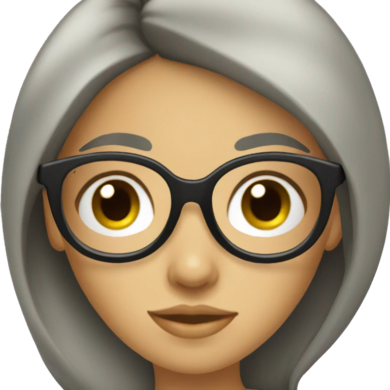 caucasian female, black hair with glasses emoji