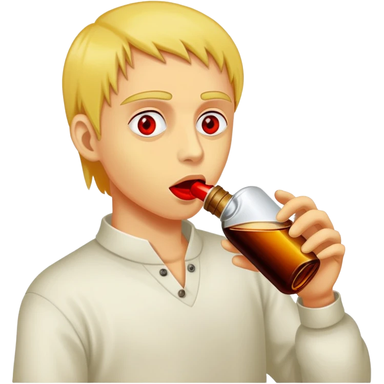 Drinking Hennessy out the bottle with a blunt in mouth and red eyes yellow  emoji