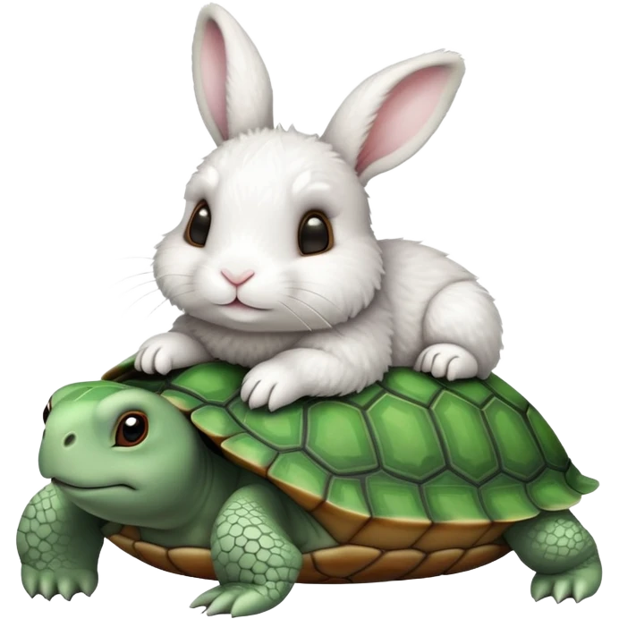 Cute bunny on turtle  emoji