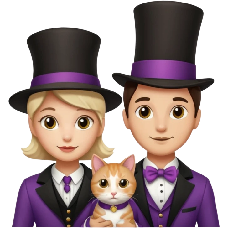 magician couple and their pet cat emoji